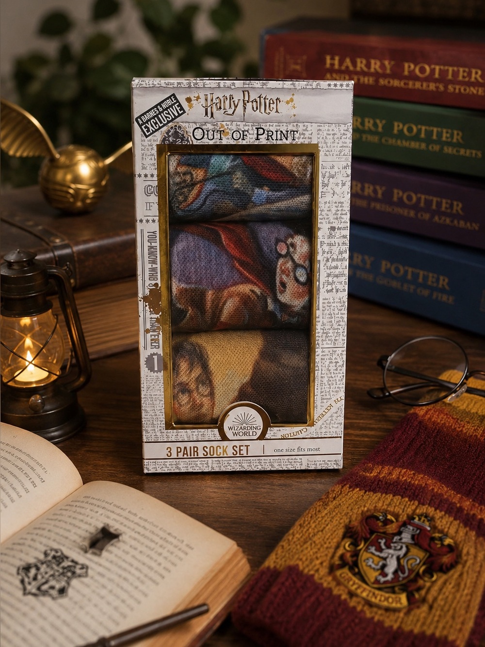 Harry Potter x Out of Print Book Cover Sock Set 3 Pair Bundle | Wizarding World